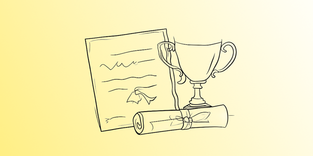 En pokal och ett diplom, illustraton