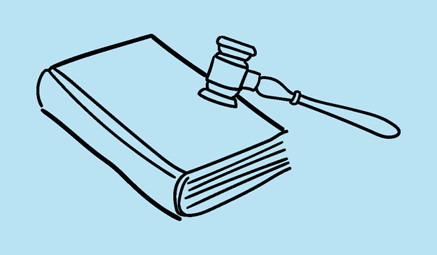 Law book and gavel illustrating legal requirements