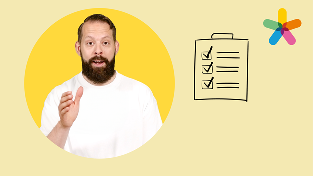 Lärare och illustration av en checklista 