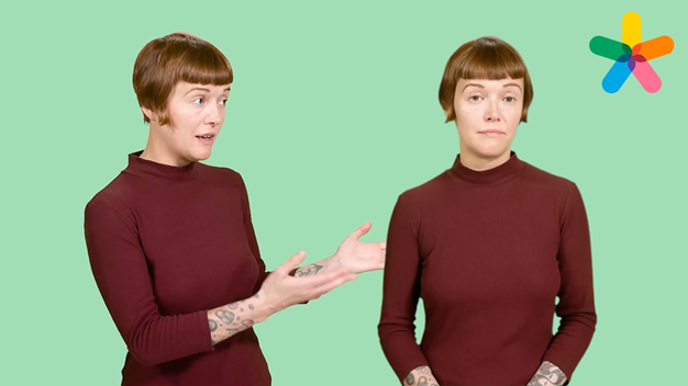 Två personer - läraren och hennes avatar - för information, illustration.