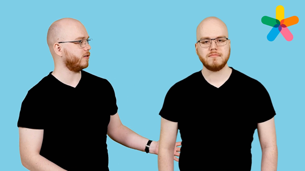 Två personer - läraren och hennes avatar - för information, illustration.